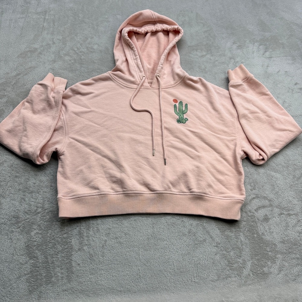 Keep Nature Wild Hoodie Women's S Pink Cactus‎ Graphic Cropped Cotton Sweatshirt